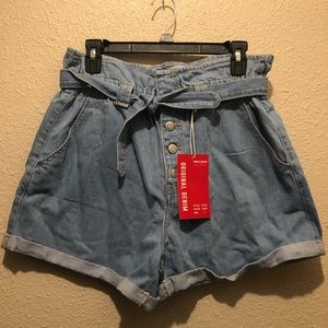 Wax Jeans light denim high waist shorts